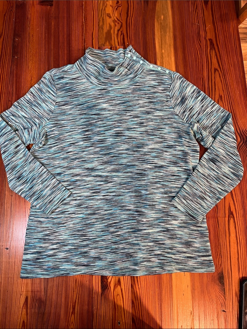 T by Talbots Space Dye Waffle-Knit Mockneck, Size X (14/16)